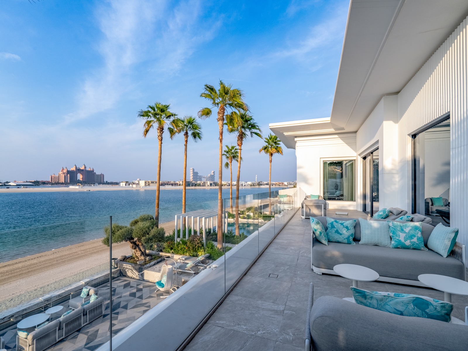 Beachfront terrace with panoramic sea views